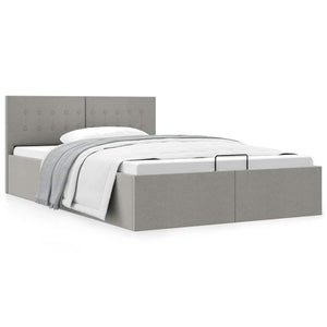 vidaXL Hydraulic Storage Bed Light Grey Fabric 120×200 cm
