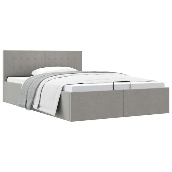 vidaXL Hydraulic Storage Bed Light Grey Fabric 140x200 cm