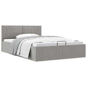 vidaXL Hydraulic Storage Bed Light Grey Fabric 140x200 cm