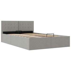 vidaXL Hydraulic Storage Bed Light Grey Fabric 140x200 cm