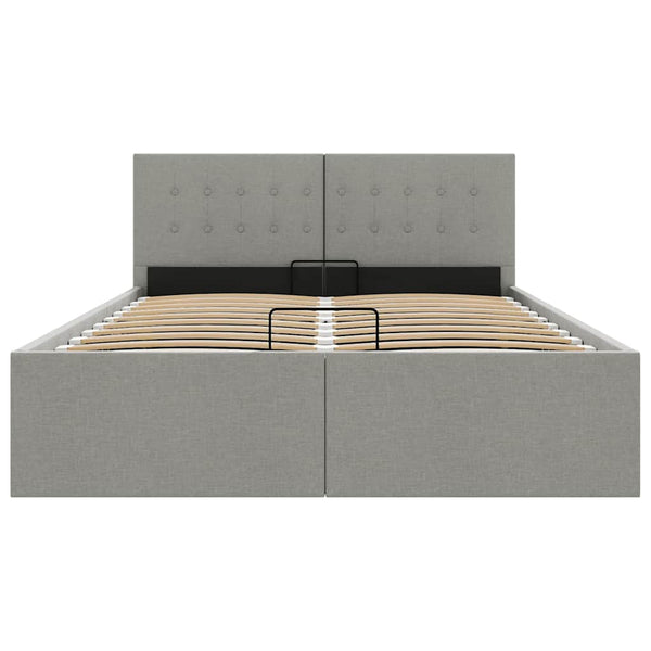 vidaXL Hydraulic Storage Bed Light Grey Fabric 140x200 cm