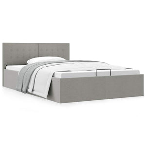 vidaXL Hydraulic Storage Bed Light Grey Fabric 140x200 cm