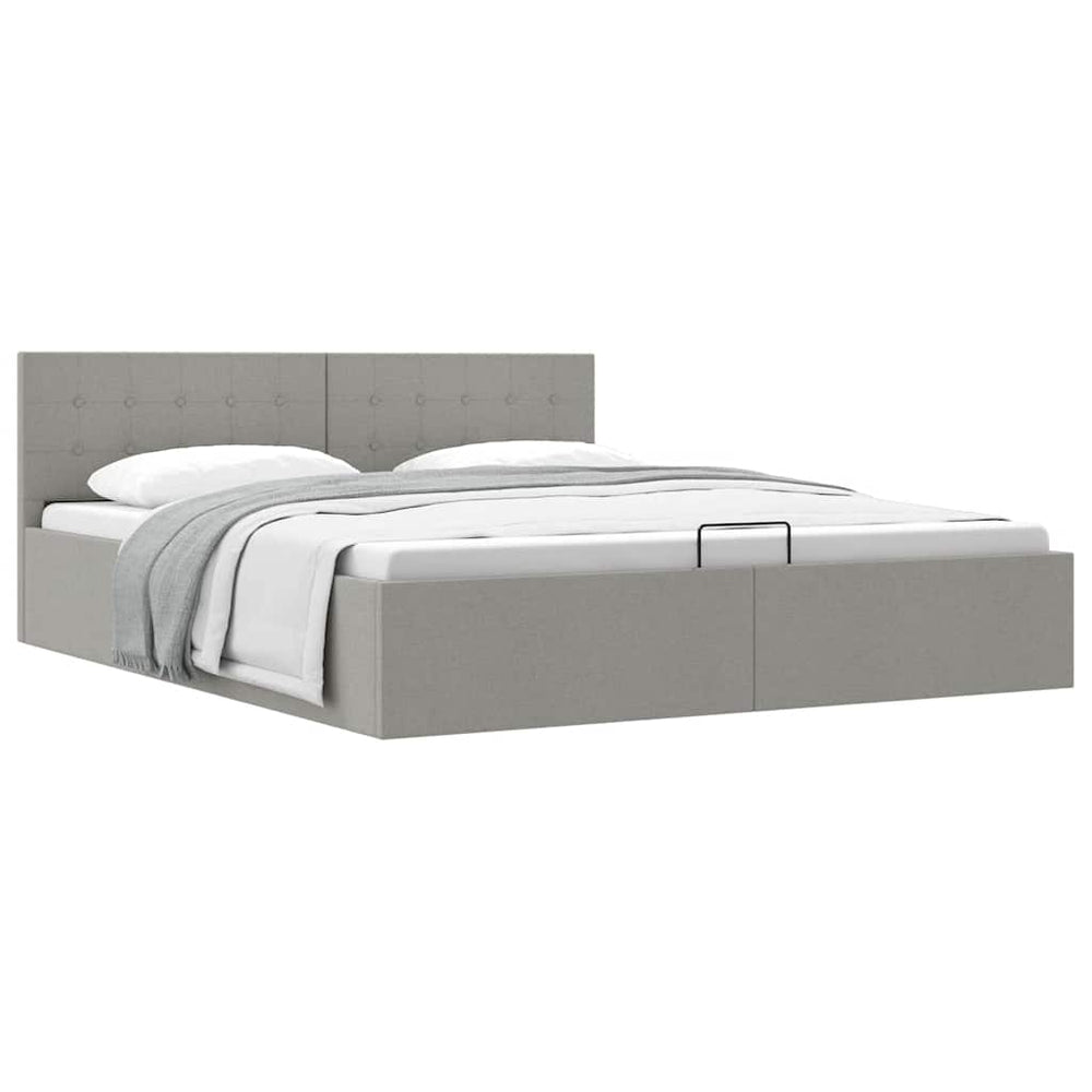 vidaXL Hydraulic Storage Bed Light Grey Fabric 160x200 cm