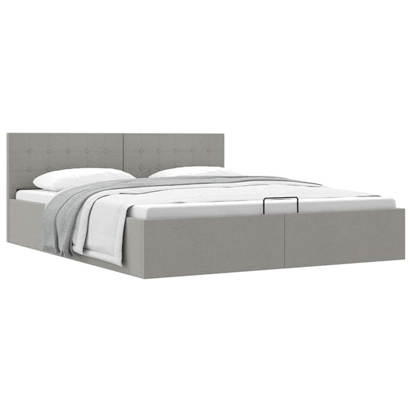 vidaXL Hydraulic Storage Bed Light Grey Fabric 160x200 cm