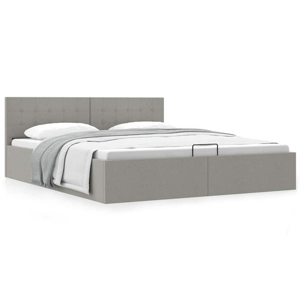 vidaXL Hydraulic Storage Bed Light Grey Fabric 160x200 cm