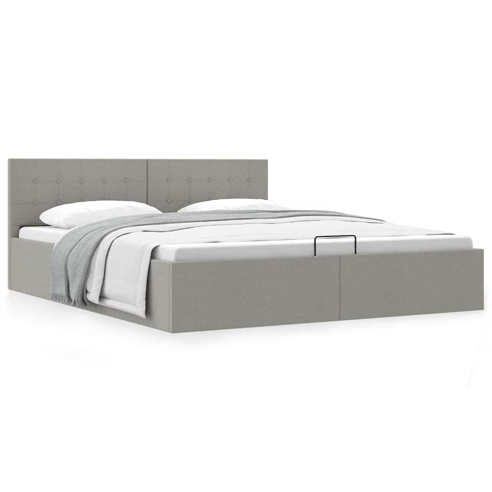 vidaXL Hydraulic Storage Bed Light Grey Fabric 160x200 cm