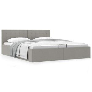 vidaXL Hydraulic Storage Bed Light Grey Fabric 160x200 cm