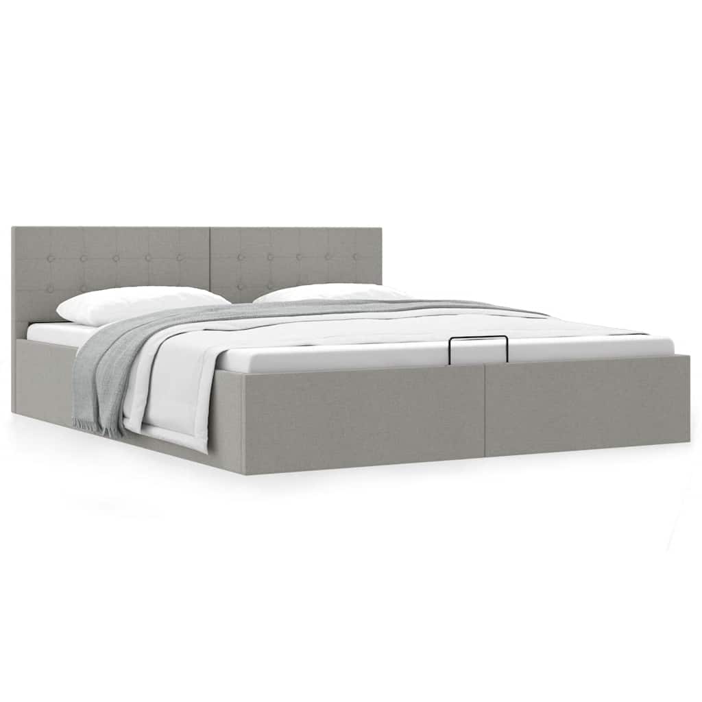 vidaXL Hydraulic Storage Bed Light Grey Fabric 160x200 cm