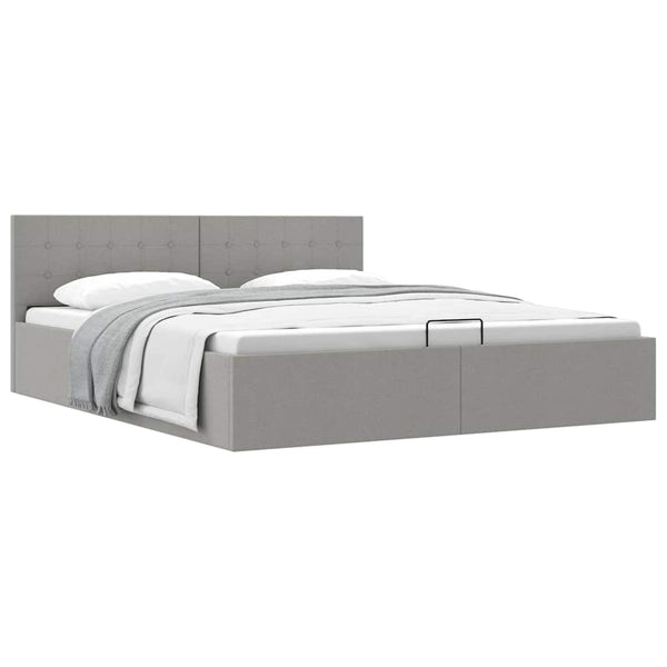 vidaXL Storage Bed with Hydraulic Lift Light Gray Fabric 180x200 cm