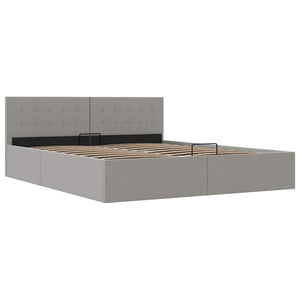 vidaXL Storage Bed with Hydraulic Lift Light Gray Fabric 180x200 cm