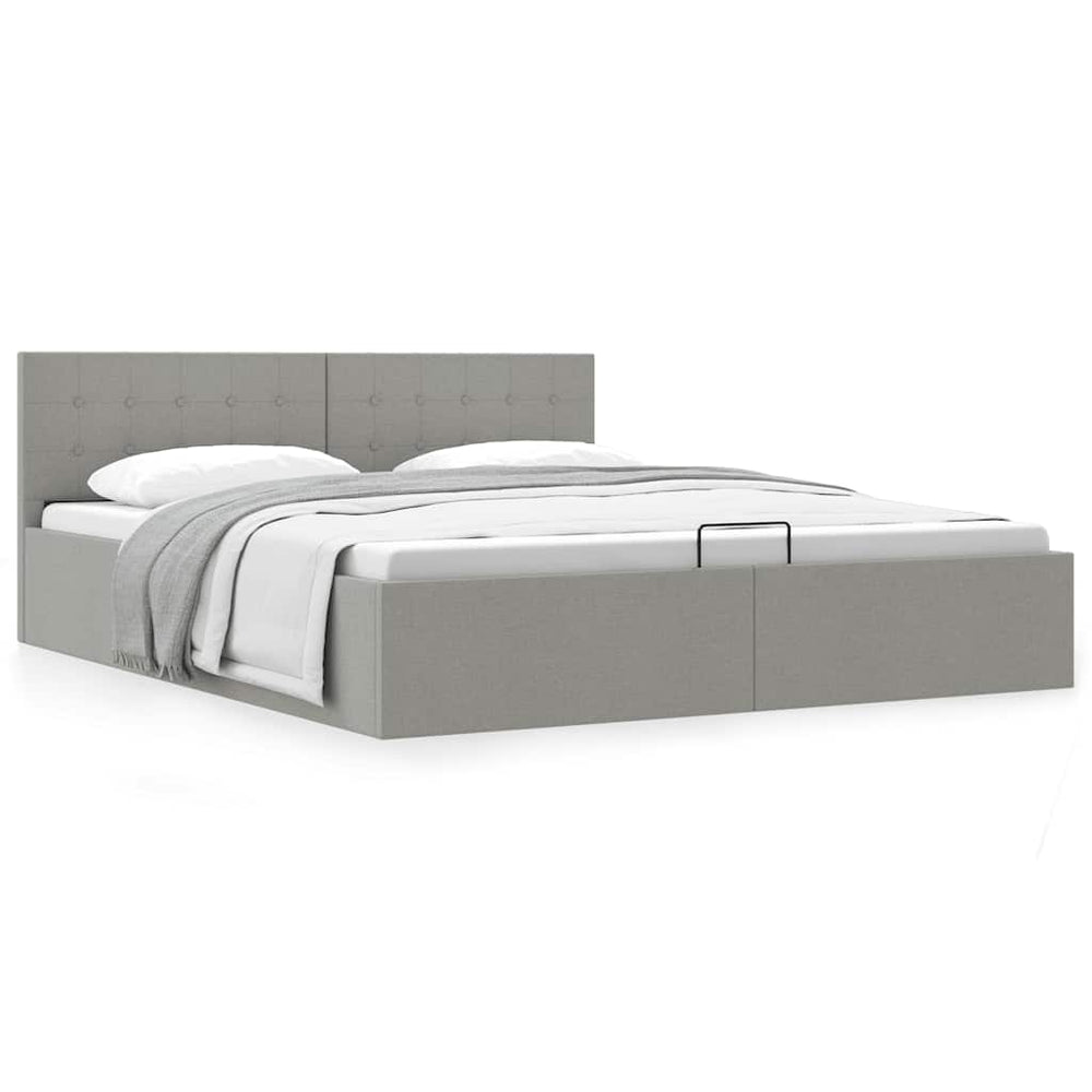 vidaXL Storage Bed with Hydraulic Lift Light Gray Fabric 180x200 cm