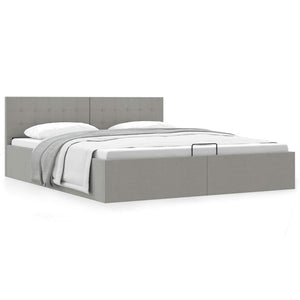 vidaXL Storage Bed with Hydraulic Lift Light Gray Fabric 180x200 cm