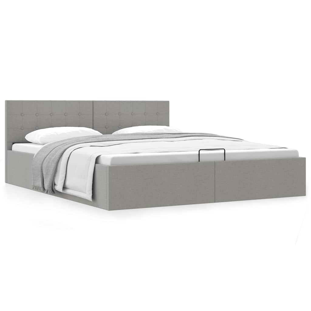vidaXL Storage Bed with Hydraulic Lift Light Gray Fabric 180x200 cm