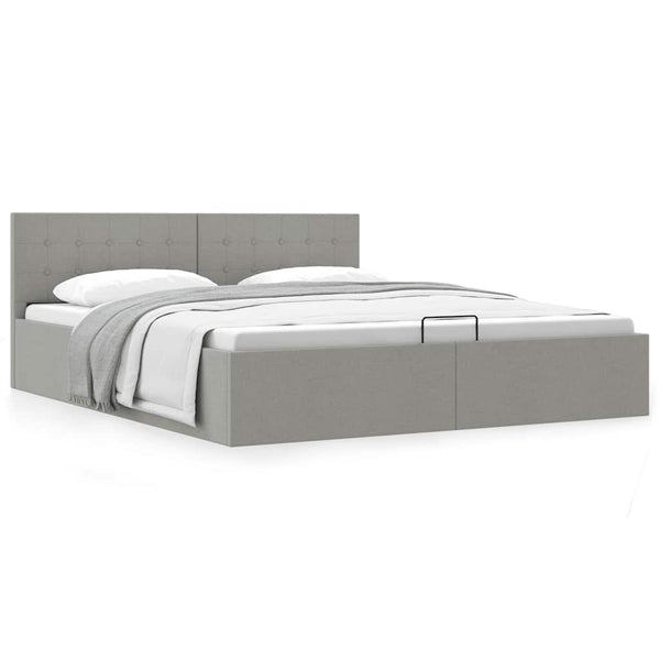 vidaXL Storage Bed with Hydraulic Lift Light Gray Fabric 180x200 cm