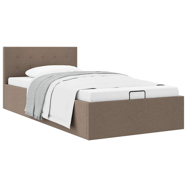 vidaXL Hydraulic Storage Bed Taupe Fabric 90×200 cm
