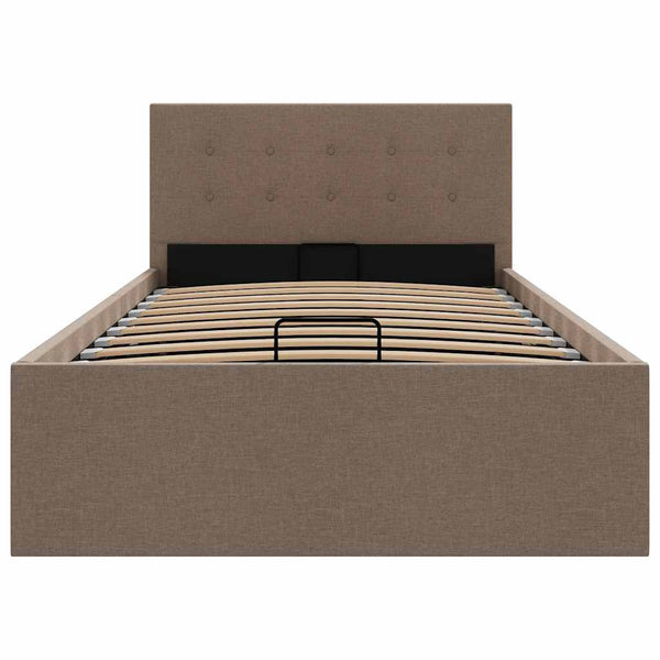 vidaXL Hydraulic Storage Bed Taupe Fabric 90×200 cm