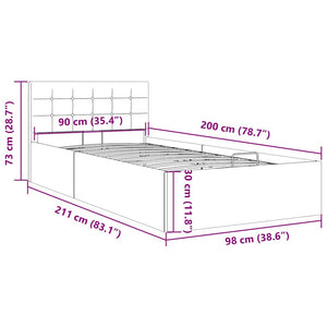 vidaXL Hydraulic Storage Bed Taupe Fabric 90×200 cm