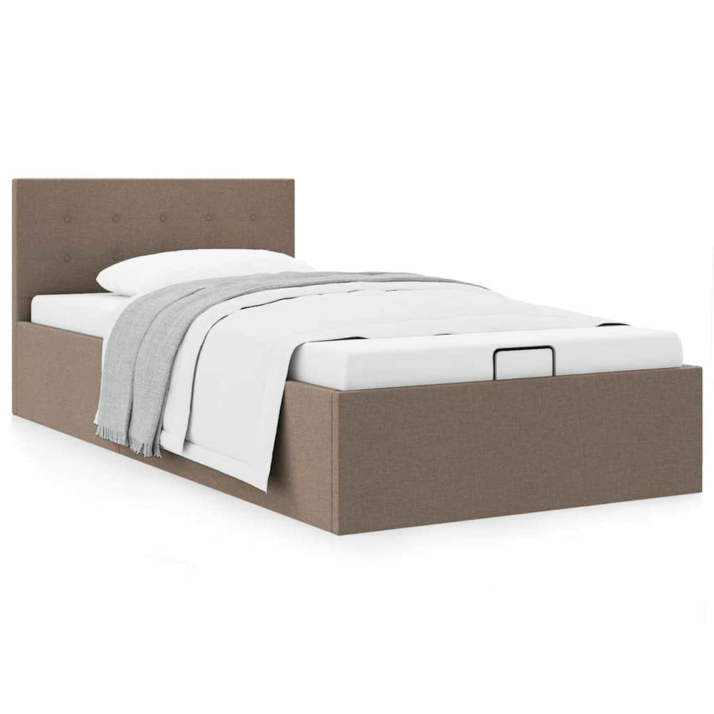 vidaXL Hydraulic Storage Bed Taupe Fabric 90×200 cm