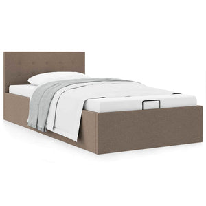 vidaXL Hydraulic Storage Bed Taupe Fabric 90×200 cm