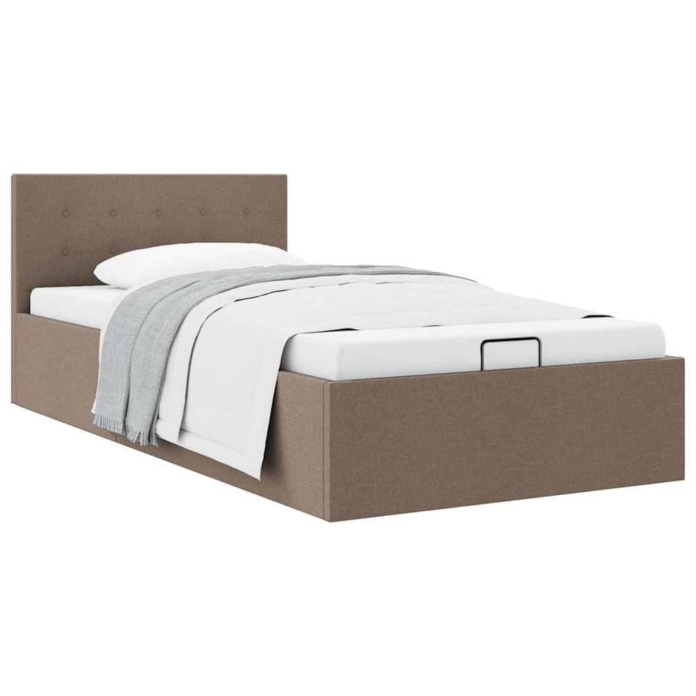 vidaXL Hydraulic Storage Bed Taupe Fabric 100x200 cm
