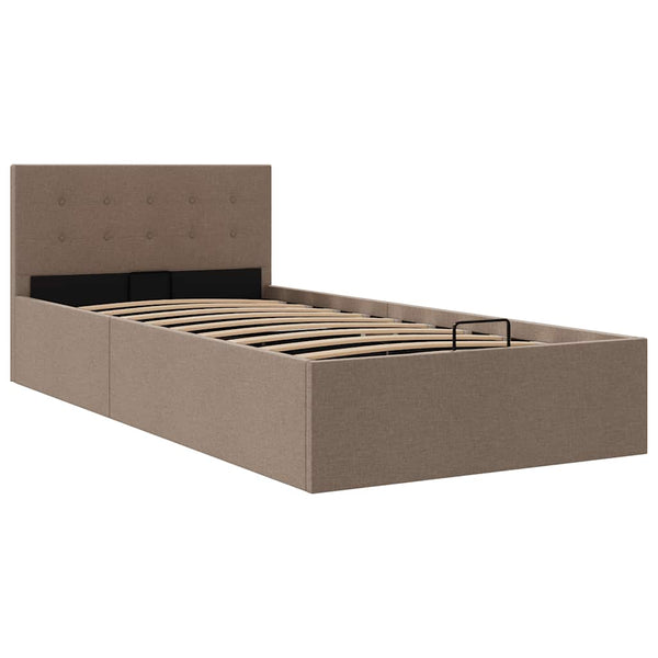 vidaXL Hydraulic Storage Bed Taupe Fabric 100x200 cm