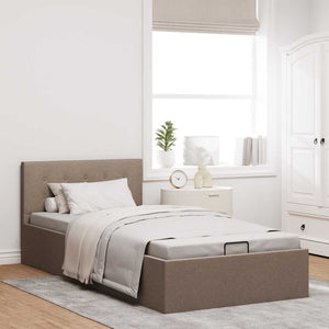 vidaXL Hydraulic Storage Bed Taupe Fabric 100x200 cm