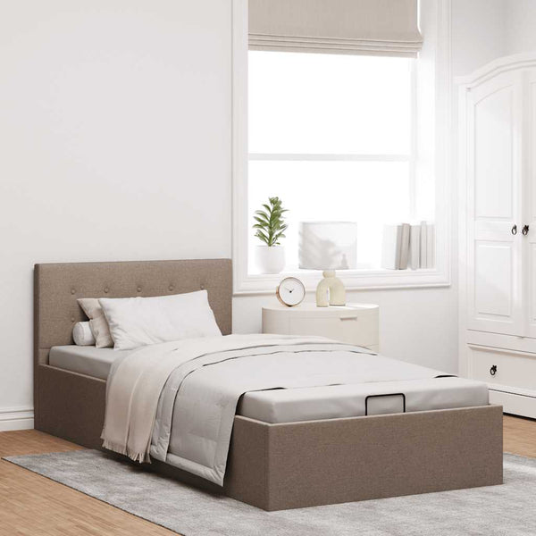vidaXL Hydraulic Storage Bed Taupe Fabric 100x200 cm
