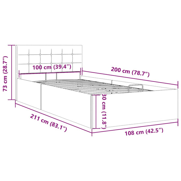 vidaXL Hydraulic Storage Bed Taupe Fabric 100x200 cm