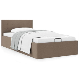vidaXL Hydraulic Storage Bed Taupe Fabric 100x200 cm
