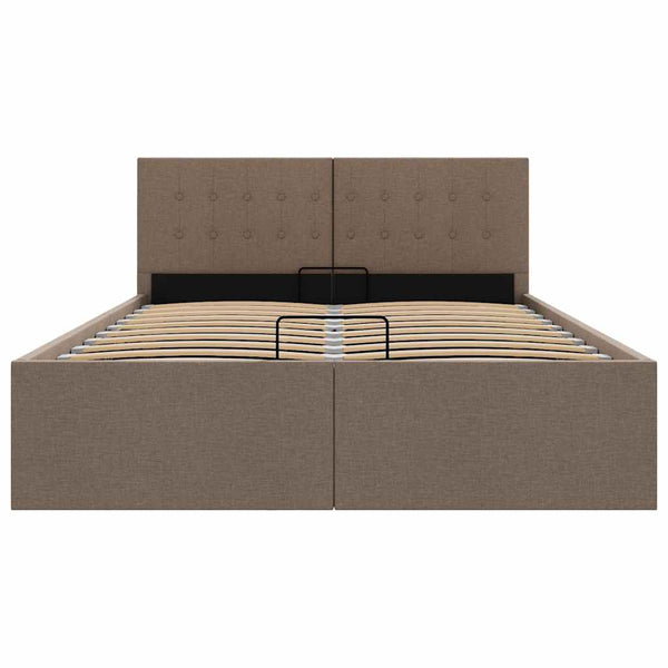 vidaXL Hydraulic Storage Bed Taupe Fabric 120x200 cm
