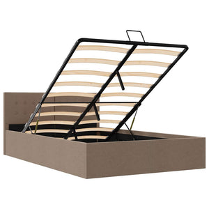 vidaXL Hydraulic Storage Bed Taupe Fabric 120x200 cm