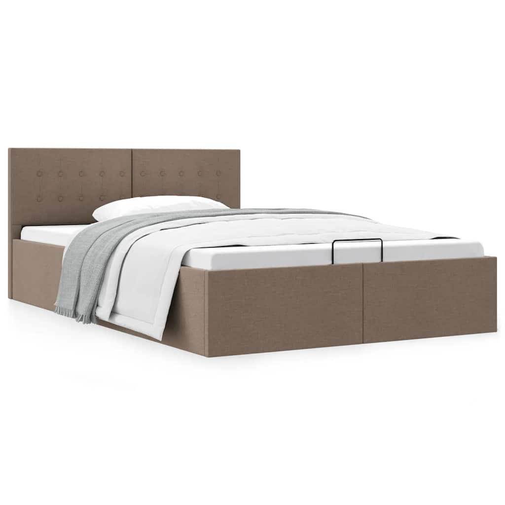 vidaXL Hydraulic Storage Bed Taupe Fabric 120x200 cm