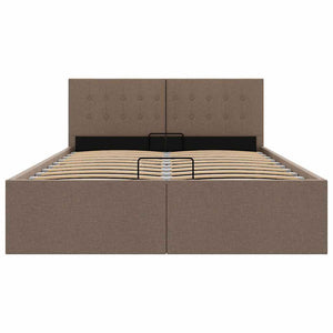 vidaXL Hydraulic Storage Bed Taupe Fabric 140x200 cm
