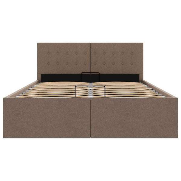 vidaXL Hydraulic Storage Bed Taupe Fabric 140x200 cm