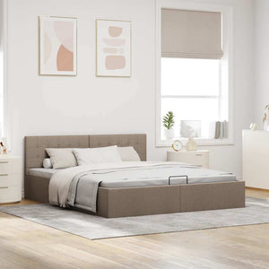 vidaXL Hydraulic Storage Bed Taupe Fabric 160x200 cm