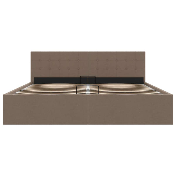 vidaXL Hydraulic Storage Bed Taupe Fabric 180x200 cm