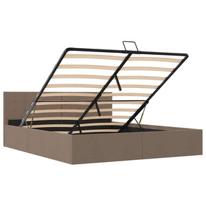 vidaXL Hydraulic Storage Bed Taupe Fabric 180x200 cm