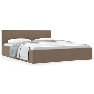 vidaXL Hydraulic Storage Bed Taupe Fabric 180x200 cm