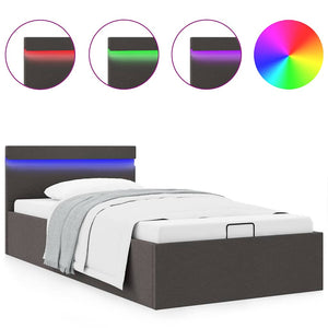 vidaXL Bed with Storage Hydraulic LED Dark Grey Fabric 90x200 cm