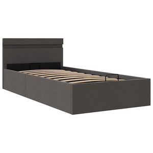 vidaXL Bed with Storage Hydraulic LED Dark Grey Fabric 90x200 cm