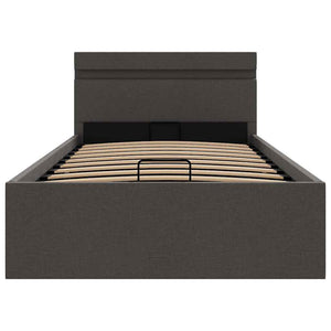 vidaXL Bed with Storage Hydraulic LED Dark Grey Fabric 90x200 cm