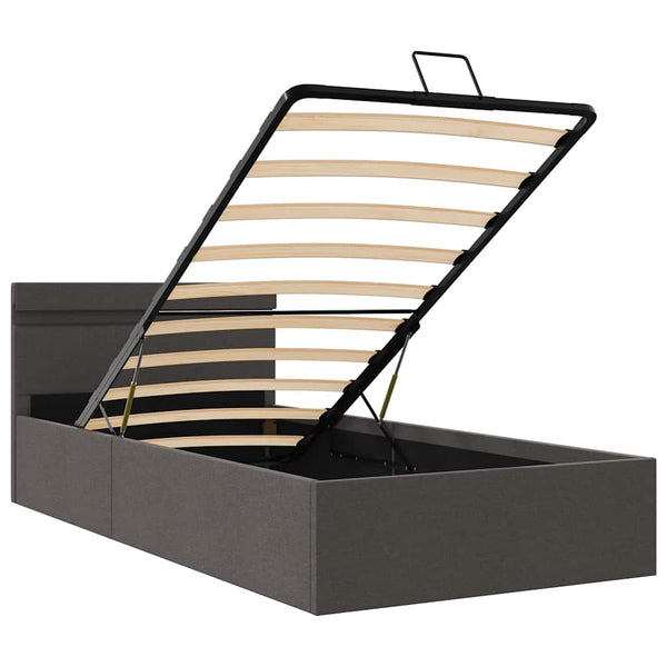 vidaXL Bed with Storage Hydraulic LED Dark Grey Fabric 90x200 cm