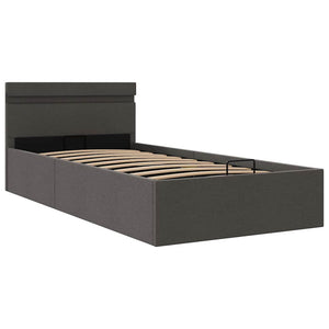 vidaXL Bed with Storage Hydraulic LED Dark Grey Fabric 100x200 cm