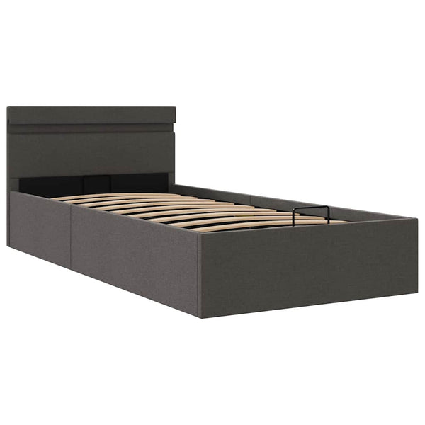 vidaXL Bed with Storage Hydraulic LED Dark Grey Fabric 100x200 cm
