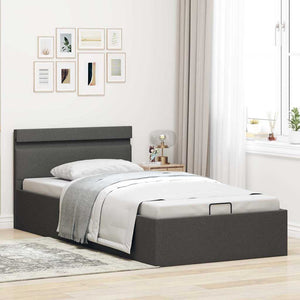 vidaXL Bed with Storage Hydraulic LED Dark Grey Fabric 100x200 cm