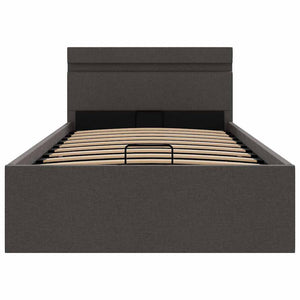 vidaXL Bed with Storage Hydraulic LED Dark Grey Fabric 100x200 cm