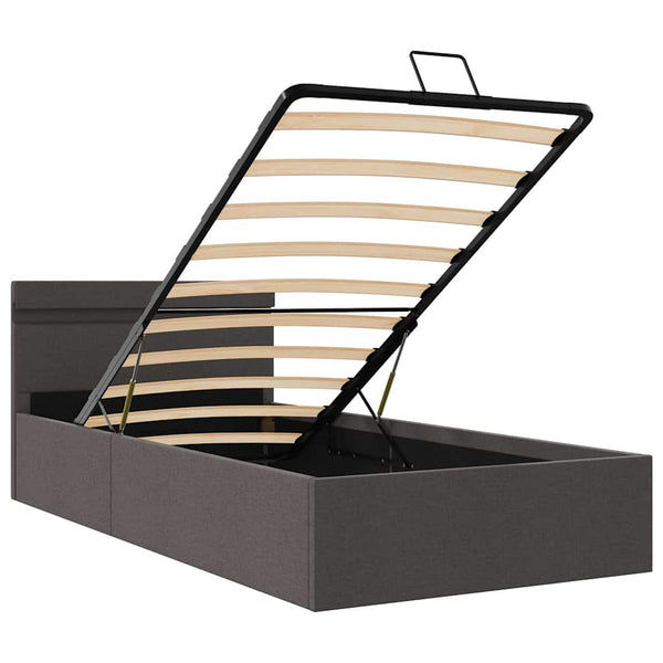 vidaXL Bed with Storage Hydraulic LED Dark Grey Fabric 100x200 cm
