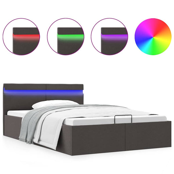 vidaXL Hydraulic Storage Bed with LED Dark Grey Fabric 120x200 cm