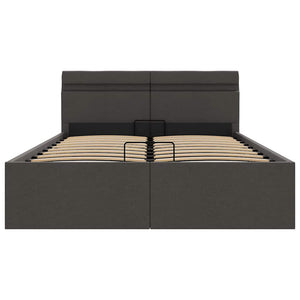 vidaXL Hydraulic Storage Bed with LED Dark Grey Fabric 120x200 cm