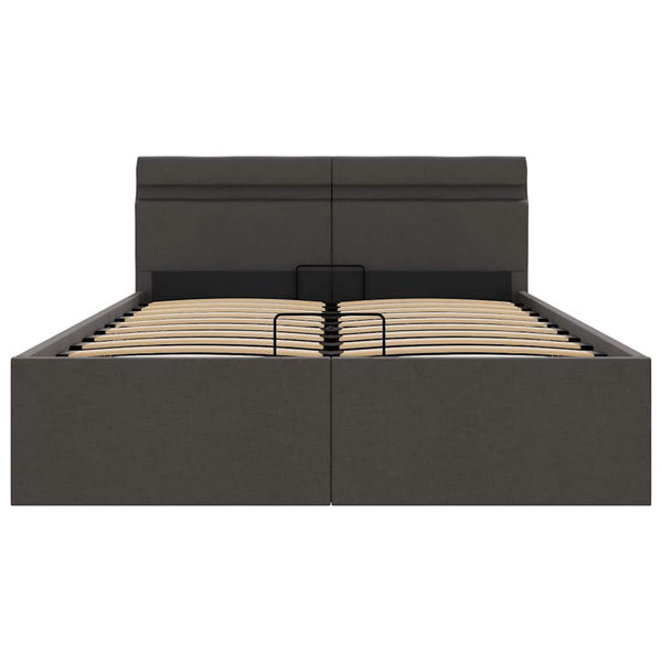 vidaXL Hydraulic Storage Bed with LED Dark Grey Fabric 120x200 cm